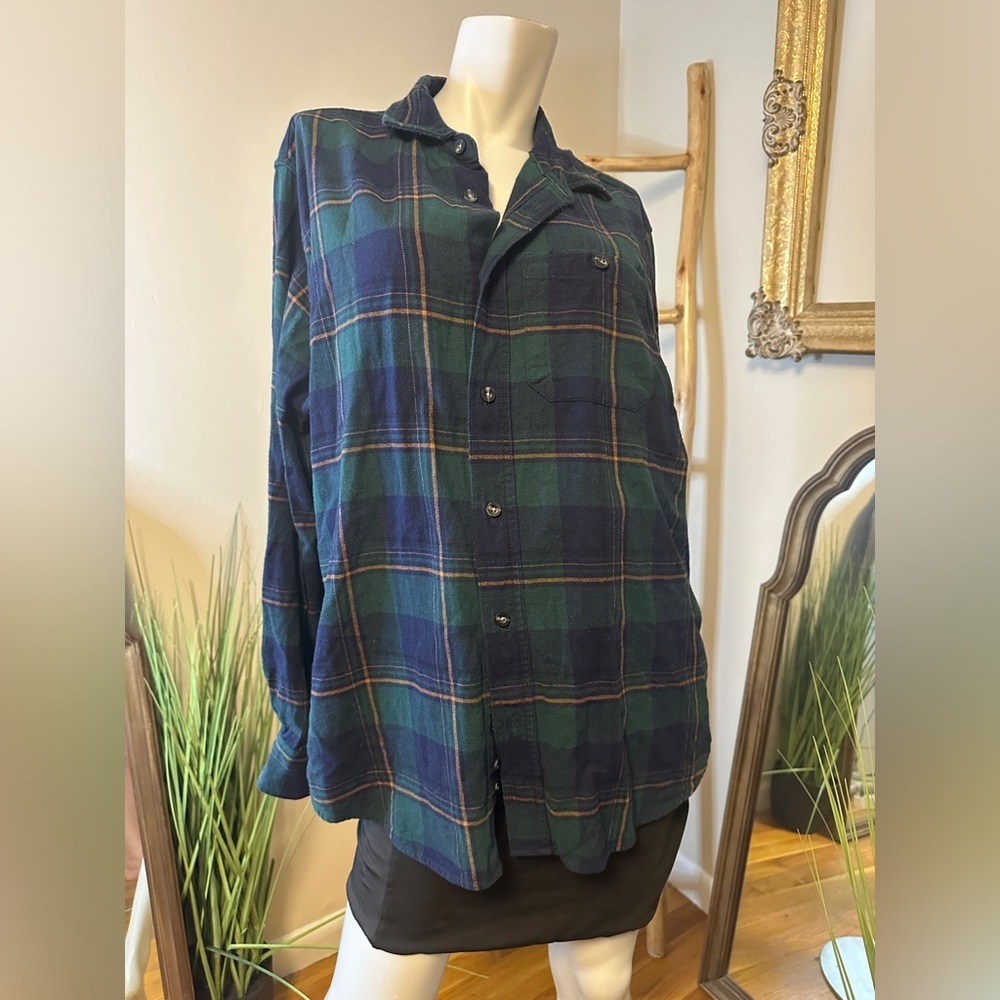 Woolrich Green Label Collection Flannel Plaid Long Sleeve Button Shirt